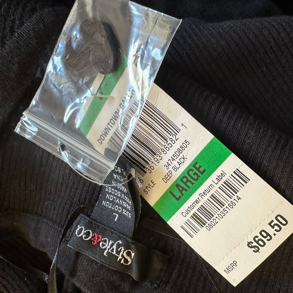 Style & Co.  Black Knit Dress, Cotton Blend  Women Size Large   $69 retail   NWT - Picture 3 of 5